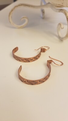 Etched Copper Hoop Earrings: Exquisite and Unique Designs: Free Shipping - image4